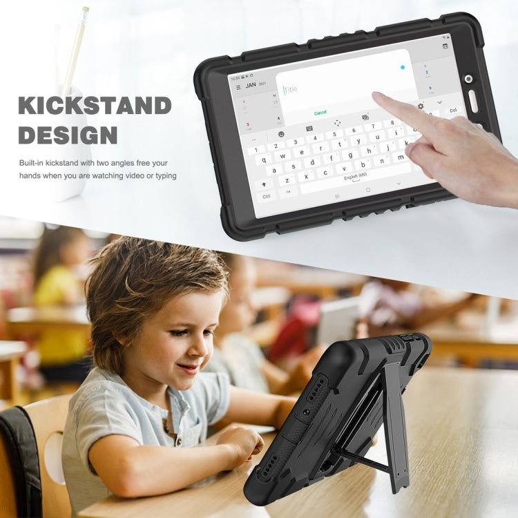 For Samsung Galaxy Tab A8.0 2019 T290 3-Layer Protection Screen Frame + PC + Silicone Shockproof Combination Case with Holder(Black+Black) by buy2fix