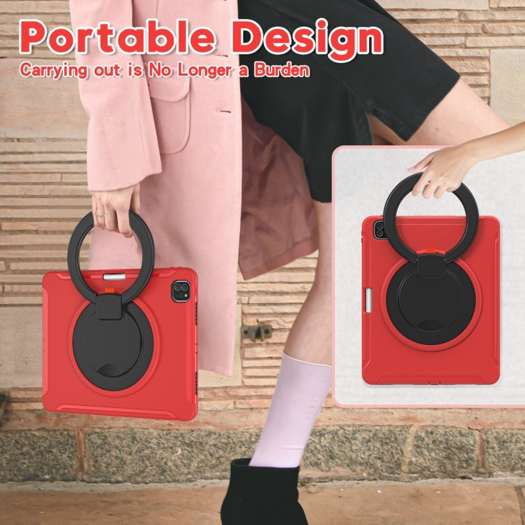 For iPad Pro 12.9 2022 / 2021 Shockproof TPU + PC Protective Tablet Case with 360 Degree Rotation Foldable Handle Grip Holder & Pen Slot(Red) - iPad Pro 12.9 (2022/2021) Cases by buy2fix | Online Shopping UK | buy2fix