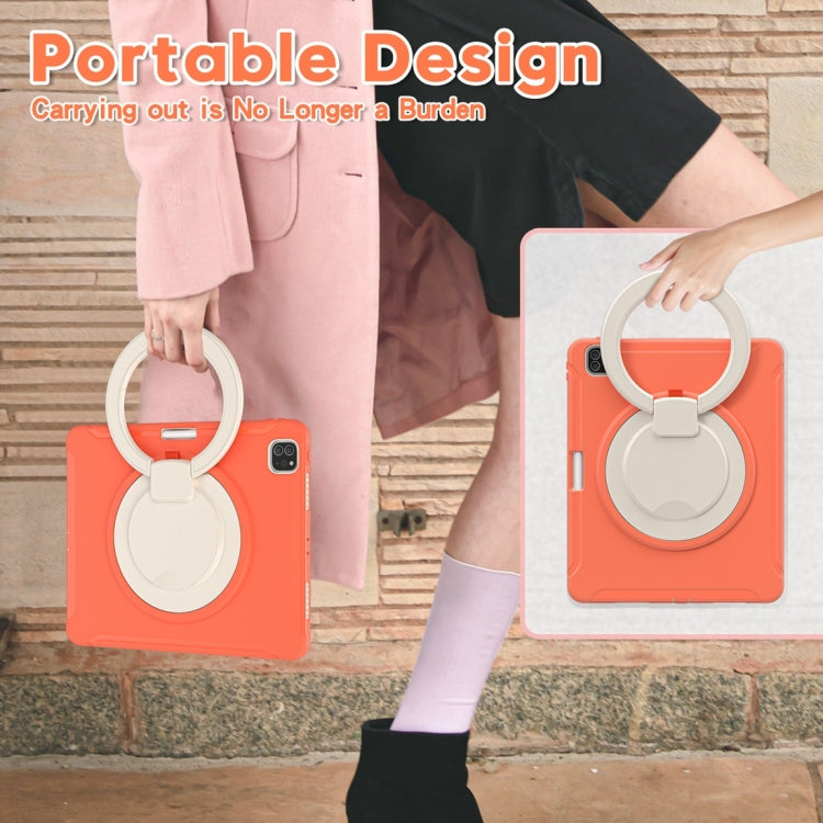 For iPad Pro 12.9 2022 / 2021 Shockproof TPU + PC Protective Tablet Case with 360 Degree Rotation Foldable Handle Grip Holder & Pen Slot(Living Coral) - iPad Pro 12.9 (2022/2021) Cases by buy2fix | Online Shopping UK | buy2fix