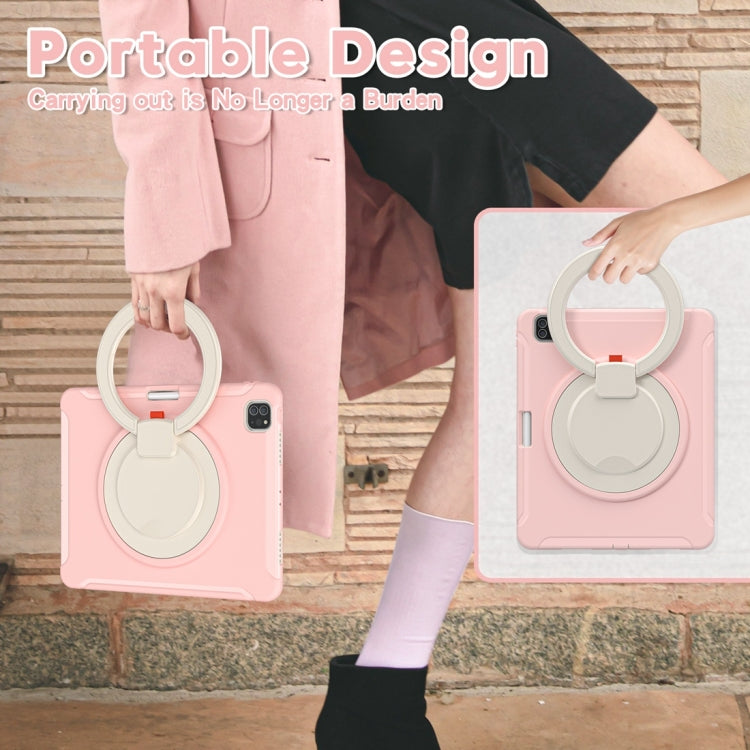 For iPad Pro 12.9 2022 / 2021 Shockproof TPU + PC Protective Tablet Case with 360 Degree Rotation Foldable Handle Grip Holder & Pen Slot(Cherry Blossoms Pink) - iPad Pro 12.9 (2022/2021) Cases by buy2fix | Online Shopping UK | buy2fix