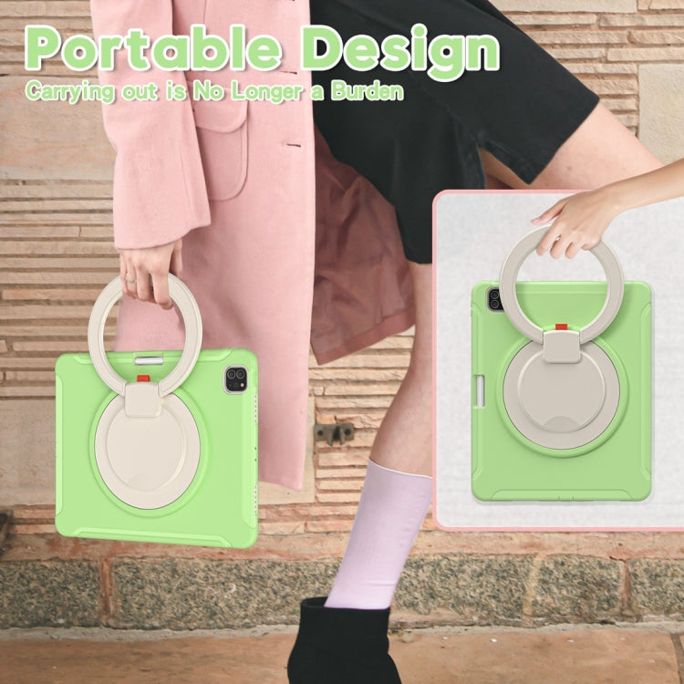 For iPad Pro 12.9 2022 / 2021 Shockproof TPU + PC Protective Tablet Case with 360 Degree Rotation Foldable Handle Grip Holder & Pen Slot(Matcha Green) - iPad Pro 12.9 (2022/2021) Cases by buy2fix | Online Shopping UK | buy2fix