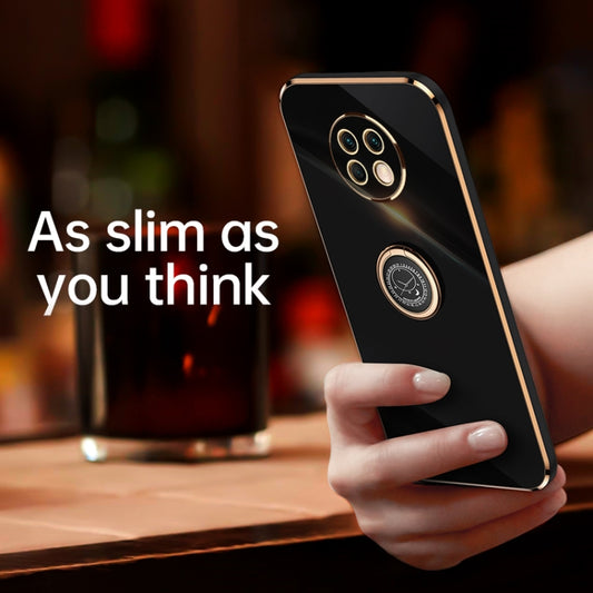 For Xiaomi Redmi Note 9 5G XINLI Straight Edge 6D Electroplate TPU Phone Case with Ring Holder(Mint Green) by XINLI