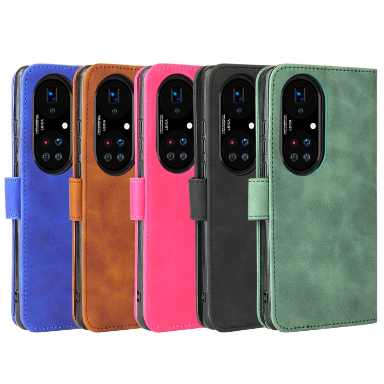 For Huawei P50 Pro Solid Color Skin Feel Magnetic Buckle Horizontal Flip Calf Texture PU Leather Case with Holder & Card Slots & Wallet(Black) by buy2fix
