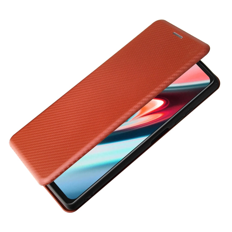 For Blackview A100 Carbon Fiber Texture Horizontal Flip TPU + PC + PU Leather Case with Card Slot(Brown) by buy2fix
