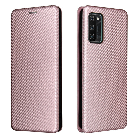 For Blackview A100 Carbon Fiber Texture Horizontal Flip TPU + PC + PU Leather Case with Card Slot(Pink) by buy2fix