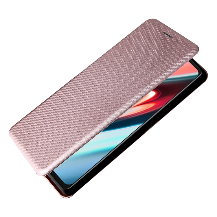For Blackview A100 Carbon Fiber Texture Horizontal Flip TPU + PC + PU Leather Case with Card Slot(Pink) by buy2fix