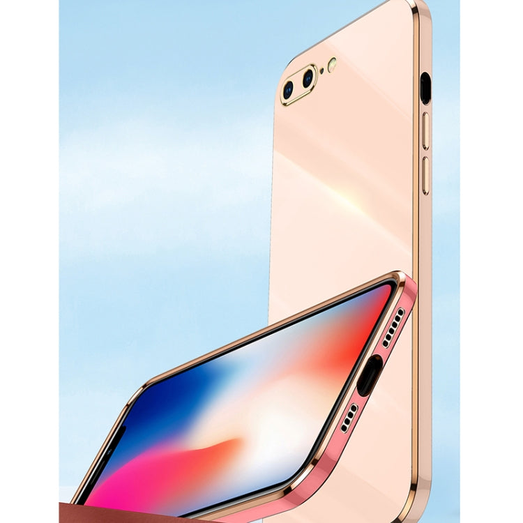 For iPhone SE 2022 / SE 2020 / 8 / 7 XINLI Straight Edge 6D Electroplate TPU Phone Case(Pink) by XINLI