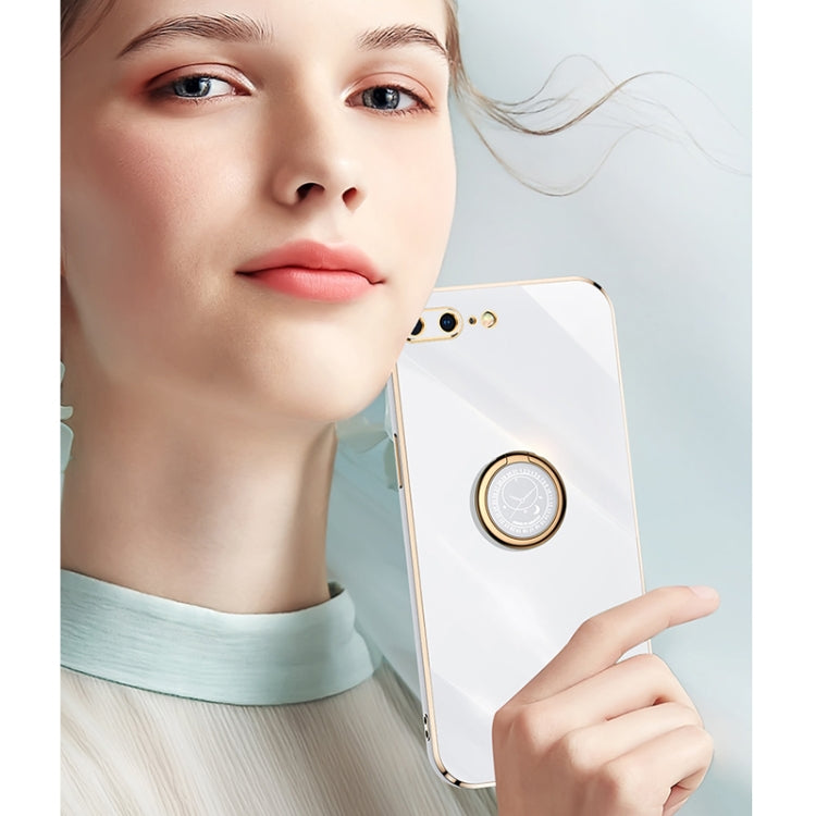 XINLI Straight Edge 6D Electroplate TPU Phone Case with Ring Holder For iPhone 6 Plus / 6s Plus(Pink) by XINLI