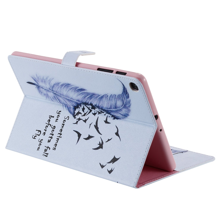For Galaxy Tab A 10.1 (2019) 3D Colored Drawing Horizontal Flip Leather Case with Holder & Card Slots & Wallet(Feather) by buy2fix