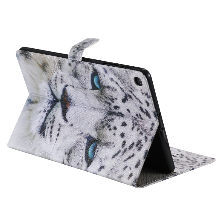 For Galaxy Tab A 10.1 (2019) 3D Colored Drawing Horizontal Flip Leather Case with Holder & Card Slots & Wallet(White Leopard) by buy2fix