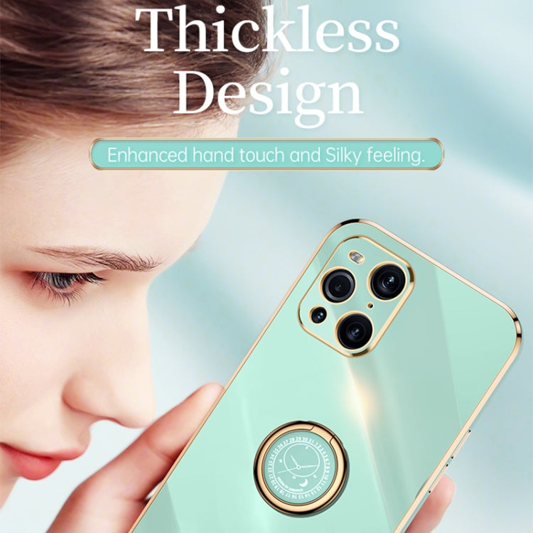 For OPPO Find X3 Pro XINLI Straight Edge 6D Electroplate TPU Phone Case with Ring Holder(Black) by XINLI