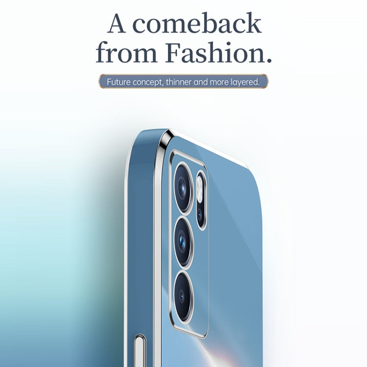For OPPO Reno6 5G XINLI Straight Edge 6D Electroplate TPU Phone Case(Celestial Blue) by XINLI