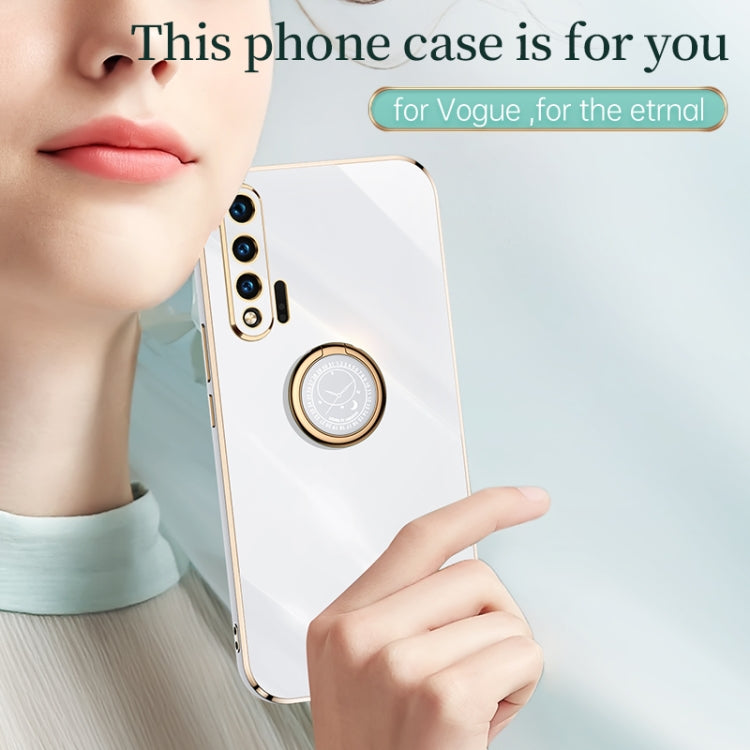 For Huawei nova 6 5G XINLI Straight Edge 6D Electroplate TPU Phone Case with Ring Holder(White) - Huawei Cases by XINLI | Online Shopping UK | buy2fix
