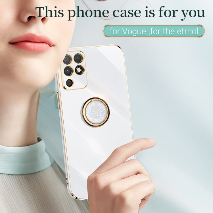 For Honor Play 5T Youth XINLI Straight Edge 6D Electroplate TPU Phone Case with Ring Holder(White) - Honor Cases by XINLI | Online Shopping UK | buy2fix