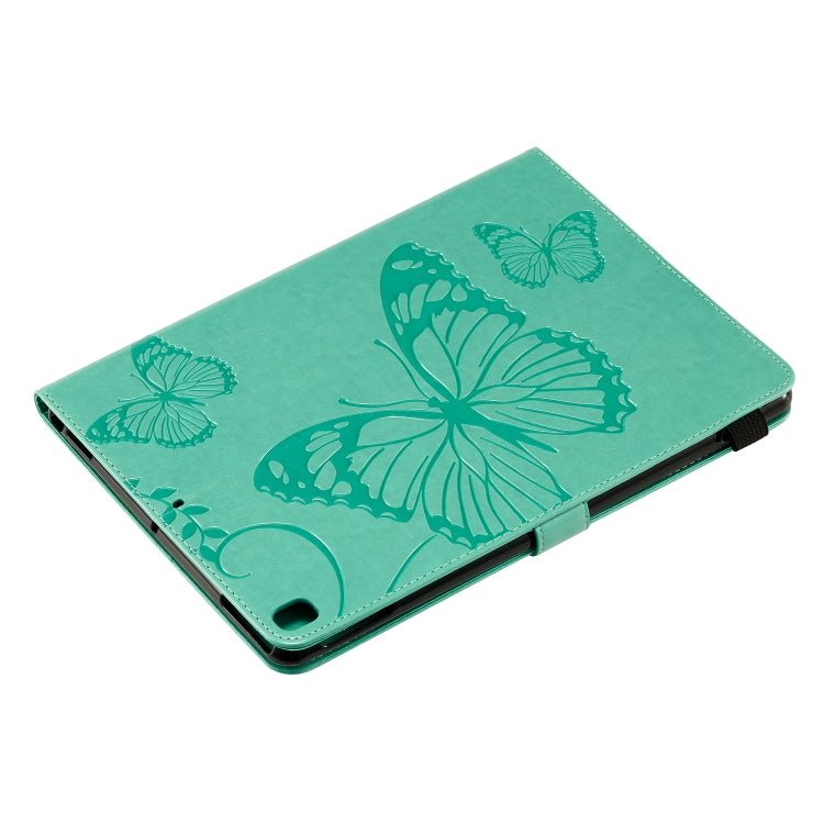 For iPad 10.2 / Pro 10.5 / Air 2019 Pressed Printing Butterfly Pattern Horizontal Flip PU Leather Case with Holder & Card Slots & Wallet & Pen Slot(Green) by buy2fix