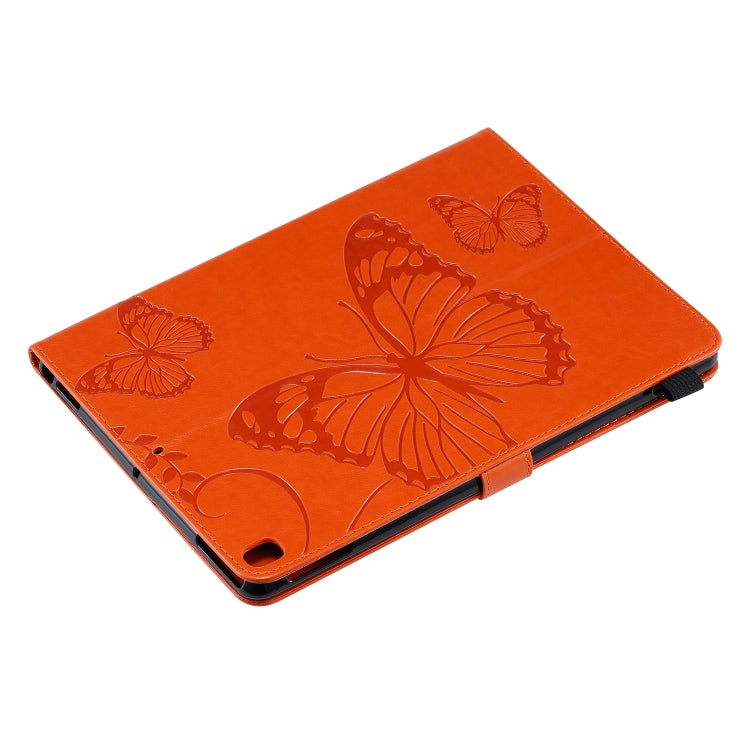 For iPad 10.2 / Pro 10.5 / Air 2019 Pressed Printing Butterfly Pattern Horizontal Flip PU Leather Case with Holder & Card Slots & Wallet & Pen Slot(Orange) by buy2fix