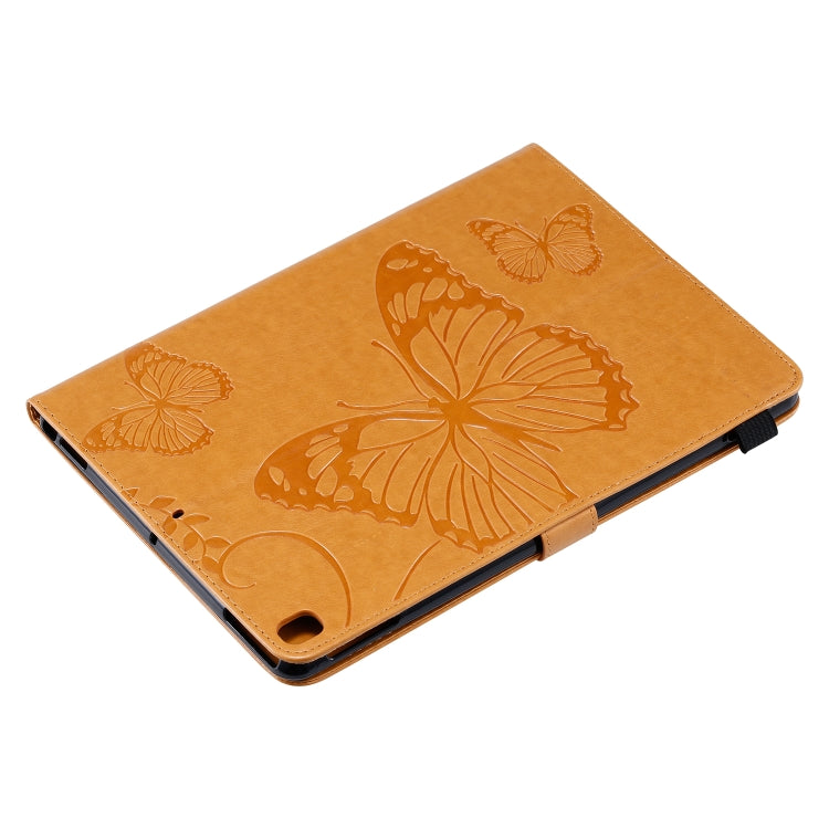 For iPad 10.2 / Pro 10.5 / Air 2019 Pressed Printing Butterfly Pattern Horizontal Flip PU Leather Case with Holder & Card Slots & Wallet & Pen Slot(Yellow) by buy2fix