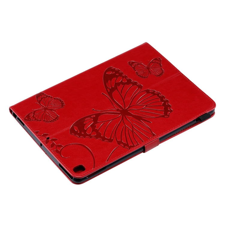For iPad 10.2 / Pro 10.5 / Air 2019 Pressed Printing Butterfly Pattern Horizontal Flip PU Leather Case with Holder & Card Slots & Wallet & Pen Slot(Red) by buy2fix