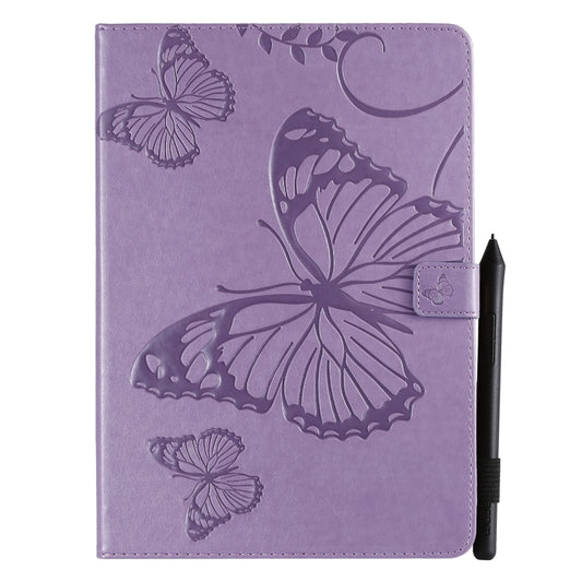 For iPad 10.2 / Pro 10.5 / Air 2019 Pressed Printing Butterfly Pattern Horizontal Flip PU Leather Case with Holder & Card Slots & Wallet & Pen Slot(Purple) by buy2fix