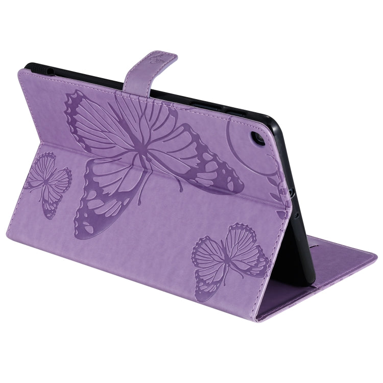 For Galaxy Tab A 10.1 (2019) Pressed Printing Butterfly Pattern Horizontal Flip PU Leather Case with Holder & Card Slots & Wallet & Pen Slot(Purple) by buy2fix