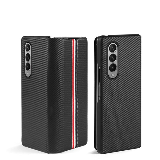 For Samsung Galaxy Z Fold3 5G Carbon Fiber Texture Folding All Inclusive PU Shockproof Leather Case(Brown) - Galaxy Phone Cases by buy2fix | Online Shopping UK | buy2fix