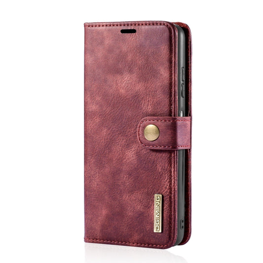 For Samsung Galaxy A22 5G DG.MING Crazy Horse Texture Flip Detachable Magnetic Leather Case with Holder & Card Slots & Wallet(Red) by DG.MING