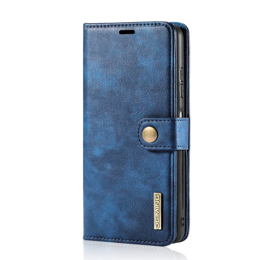 For Samsung Galaxy A22 5G DG.MING Crazy Horse Texture Flip Detachable Magnetic Leather Case with Holder & Card Slots & Wallet(Blue) by DG.MING