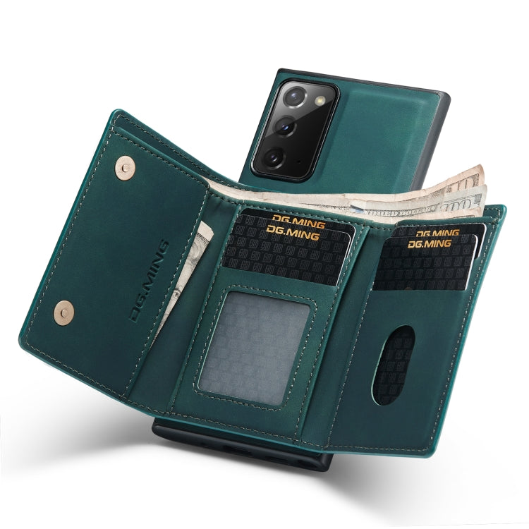 For Samsung Galaxy Note20 DG.MING M1 Series 3-Fold Multi Card Wallet Back Cover Shockproof Case with Holder Function(Green) - Galaxy Phone Cases by DG.MING | Online Shopping UK | buy2fix
