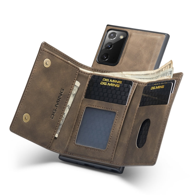 For Samsung Galaxy Note20 DG.MING M1 Series 3-Fold Multi Card Wallet Back Cover Shockproof Case with Holder Function(Coffee) - Galaxy Phone Cases by DG.MING | Online Shopping UK | buy2fix