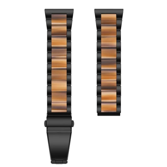 For Samsung Smart Watch 20mm Three-beads Steel + Resin Watch Band(Black Gold) by buy2fix