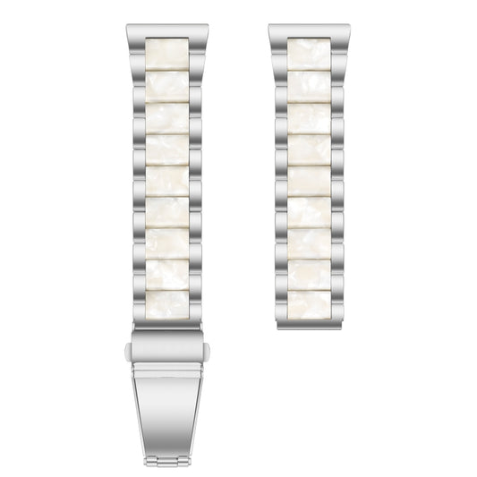 For Samsung Smart Watch 20mm Three-beads Steel + Resin Watch Band(Silver White) by buy2fix