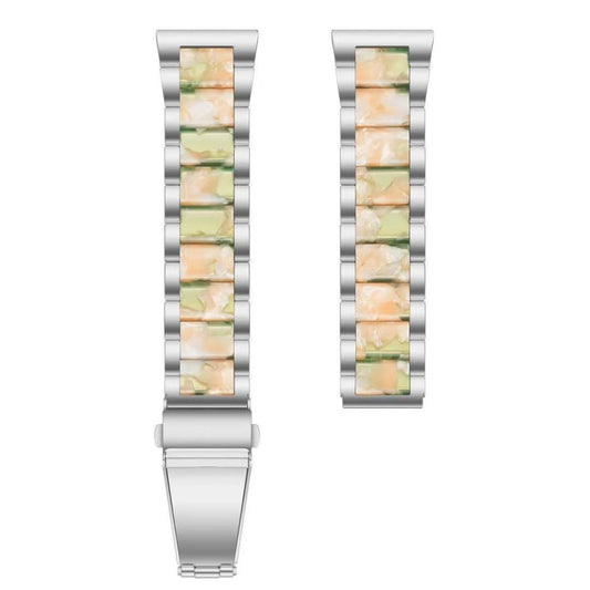 For Samsung Smart Watch 20mm Three-beads Steel + Resin Watch Band(Silver Pink Green) by buy2fix
