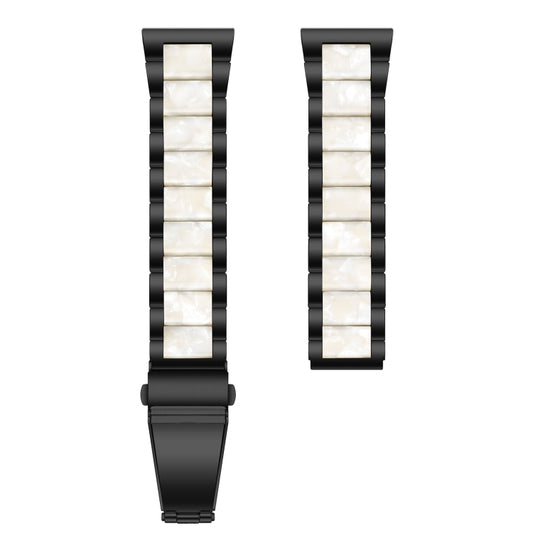 For Samsung Smart Watch 22mm Three-beads Steel + Resin Watch Band(Black White) by buy2fix