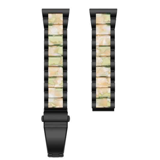 For Samsung Smart Watch 22mm Three-beads Steel + Resin Watch Band(Black Pink Green) by buy2fix