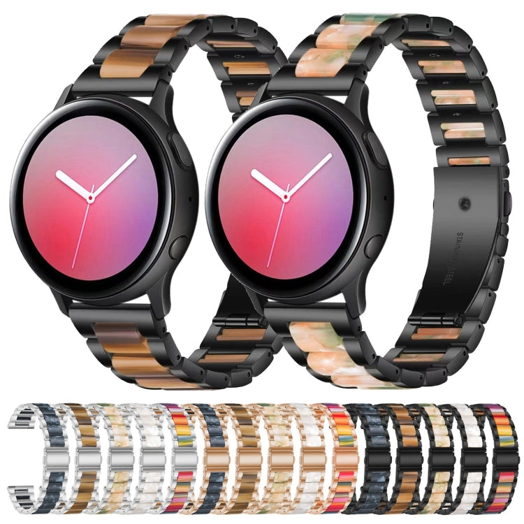For Samsung Smart Watch 22mm Three-beads Steel + Resin Watch Band(Black White) by buy2fix