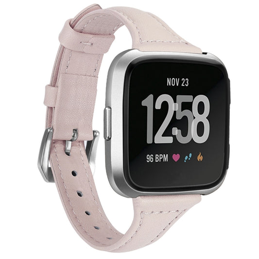 For Fitbit Versa 2 Smart Watch Leather Watch Band, Shrink Version(Pink) by buy2fix
