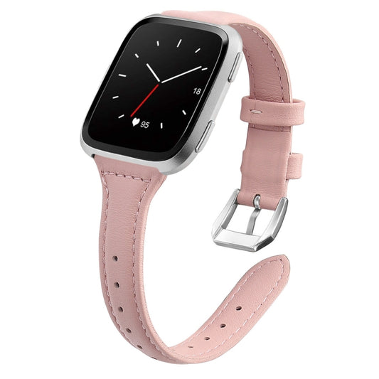 For Fitbit Versa 2 Smart Watch Leather Watch Band, Shrink Version(Rose Pink) by buy2fix