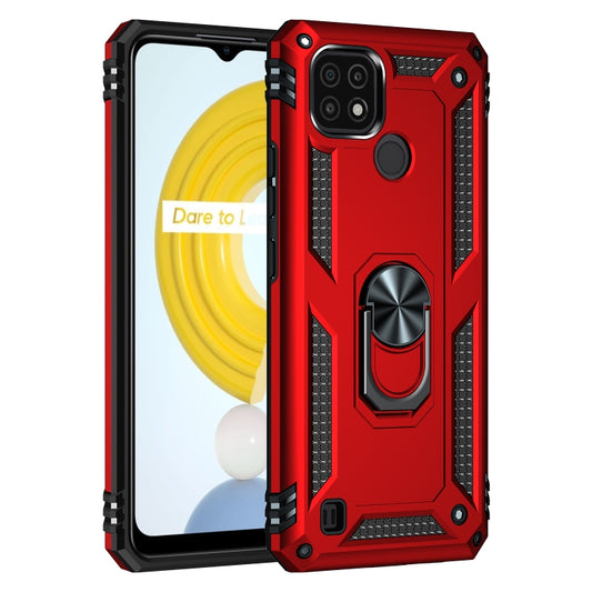 For OPPO Realme C21 Shockproof TPU + PC Protective Case with 360 Degree Rotating Holder(Red) by buy2fix