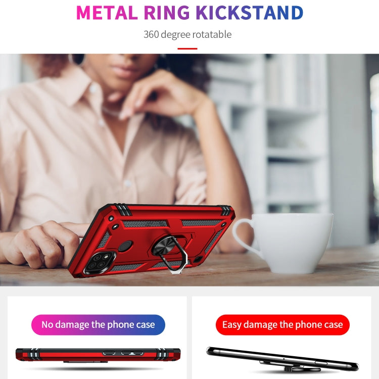 For OPPO Realme C21 Shockproof TPU + PC Protective Case with 360 Degree Rotating Holder(Red) by buy2fix