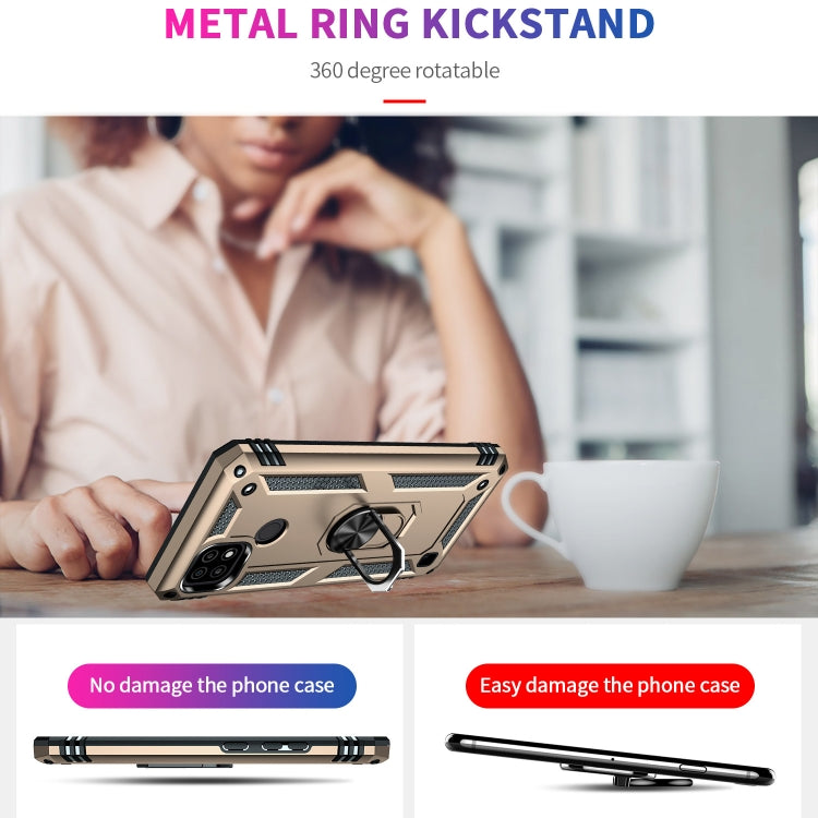 For OPPO Realme C21 Shockproof TPU + PC Protective Case with 360 Degree Rotating Holder(Gold) by buy2fix