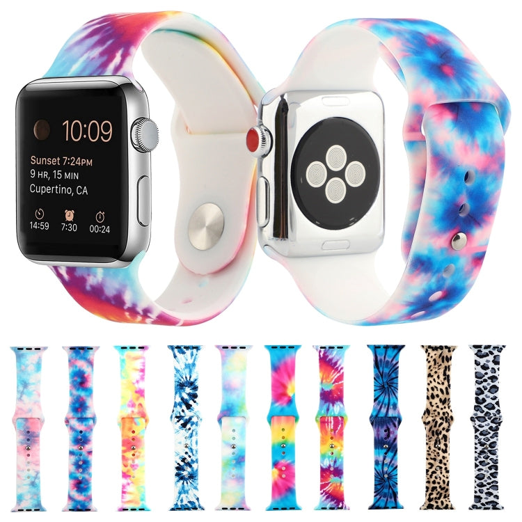 Silicone Painted Pattern Watch Band For Apple Watch Series 9&8&7 41mm / SE 3&SE 2&6&SE&5&4 40mm / 3&2&1 38mm(F) by buy2fix