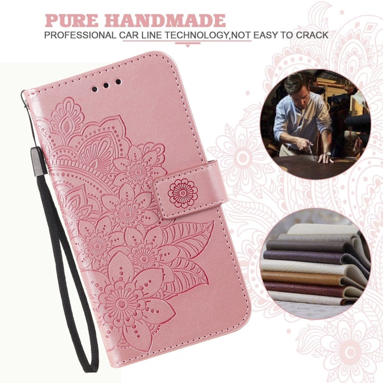 For Google Pixel 6 7-petal Flowers Embossing Pattern Horizontal Flip PU Leather Case with Holder & Card Slots & Wallet & Photo Frame(Rose Gold) by buy2fix
