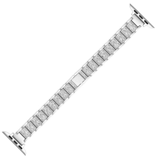 14mm Three-beads Diamond Aluminum Alloy Watch Band For Apple Watch Series 9&8&7 41mm / SE 3&SE 2&6&SE&5&4 40mm / 3&2&1 38mm(Silver) by buy2fix