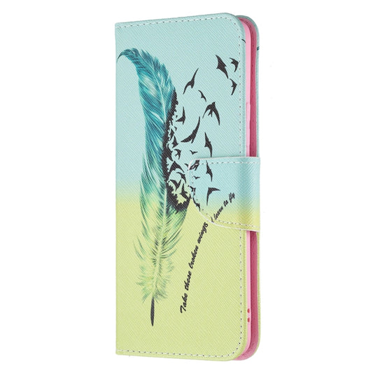 For OPPO Realme 8 / Realme 8 Pro Colored Drawing Pattern Horizontal Flip Leather Case with Holder & Card Slots & Wallet(Feather) by buy2fix
