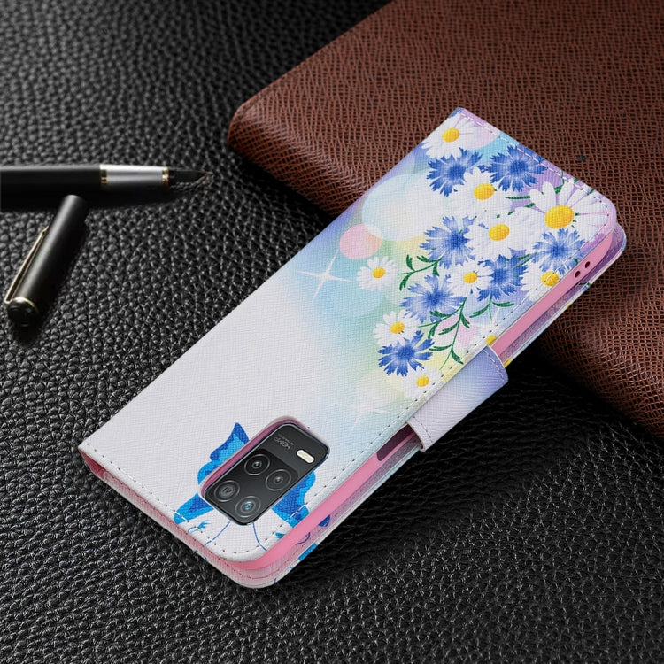 For OPPO Realme 8 5G / Realme V13 Colored Drawing Pattern Horizontal Flip Leather Case with Holder & Card Slots & Wallet(Butterfly Love) by buy2fix