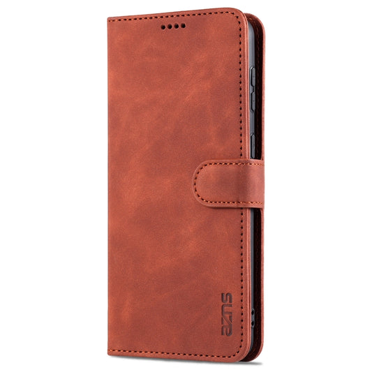 For Samsung Galaxy S21 FE 5G AZNS Skin Feel Calf Texture Horizontal Flip Leather Case with Card Slots & Holder & Wallet(Brown) by AZNS