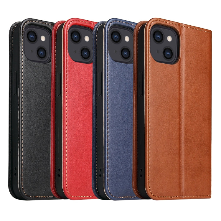 For iPhone 13 mini Fierre Shann PU Leather Texture Horizontal Flip Leather Case with Holder & Card Slots & Wallet (Red) by FIERRE SHANN