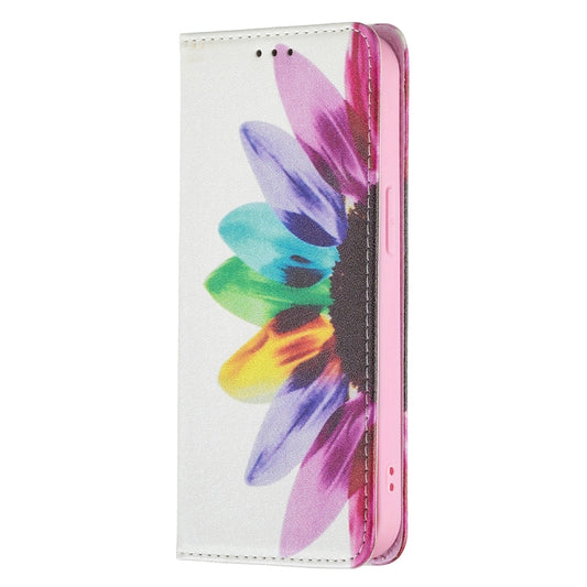For iPhone 13 Pro Colored Drawing Pattern Invisible Magnetic Horizontal Flip PU Leather Case with Holder & Card Slots & Wallet (Sun Flower) by buy2fix