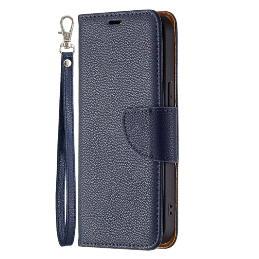 For iPhone 13 Pro Max Litchi Texture Pure Color Horizontal Flip Leather Case with Holder & Card Slots & Wallet & Lanyard (Blue) by buy2fix