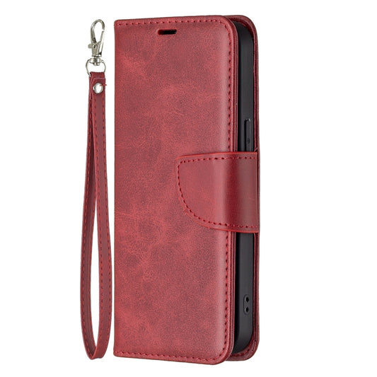 For iPhone 13 Retro Lambskin Texture Pure Color Horizontal Flip PU Leather Case, with Holder & Card Slots & Wallet & Lanyard(Red) by buy2fix